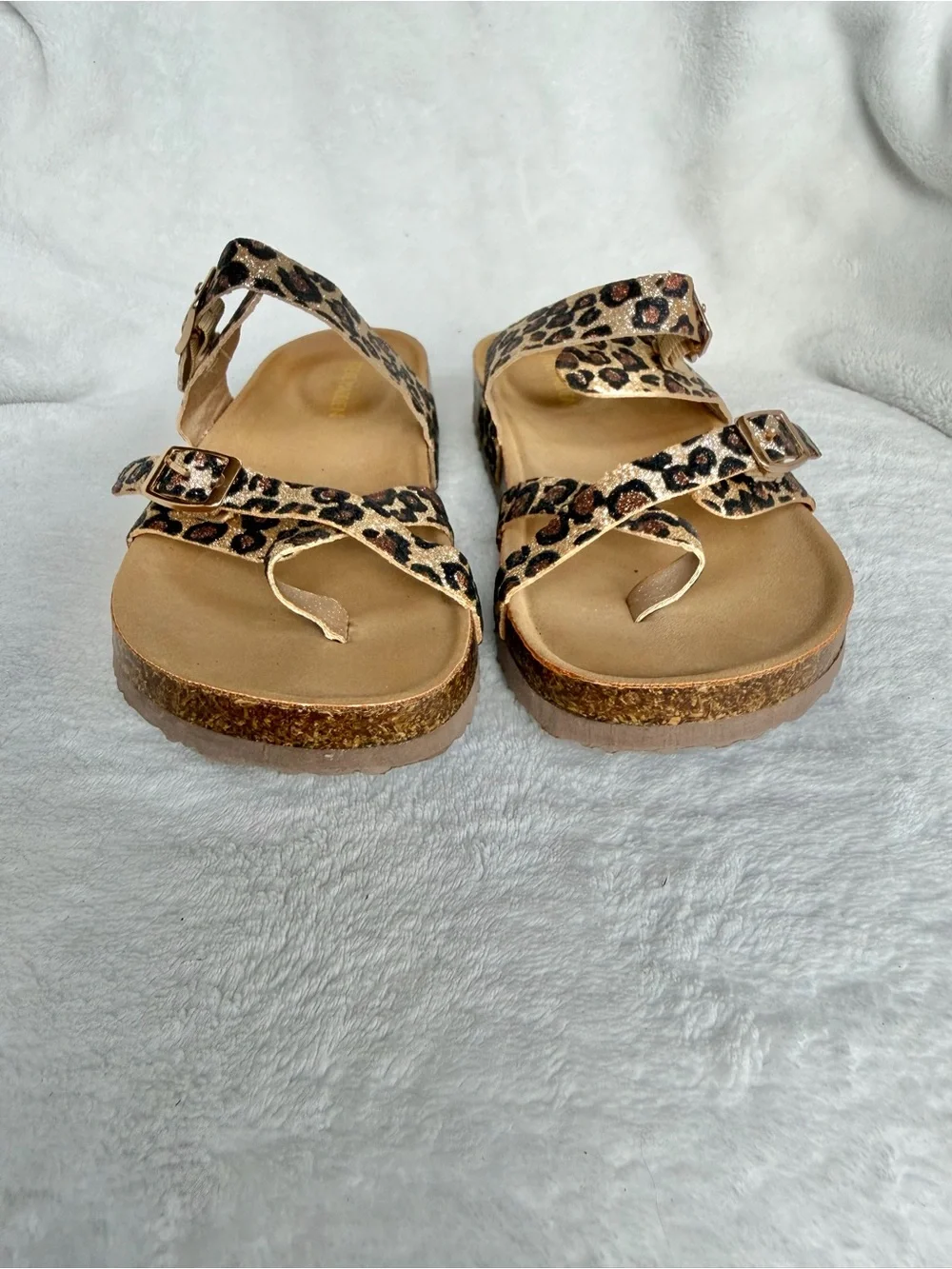 Steve Madden Women’s Leopard Print Slide Sandals - Tan Footbed Size 4